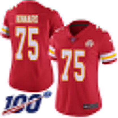 Nike Kansas City Chiefs #75 Darian Kinnard Red Team Color Women's Stitched NFL 100th Season Vapor Limited Jersey