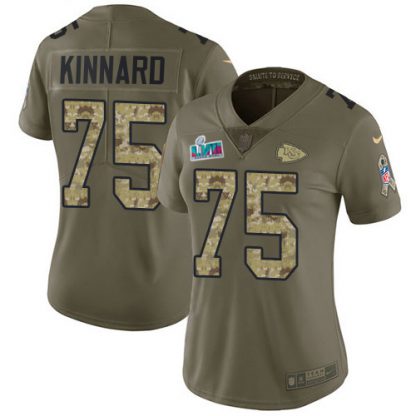 Nike Kansas City Chiefs #75 Darian Kinnard Olive/Camo Super Bowl LVII Patch Women's Stitched NFL Limited 2017 Salute to Service Jersey
