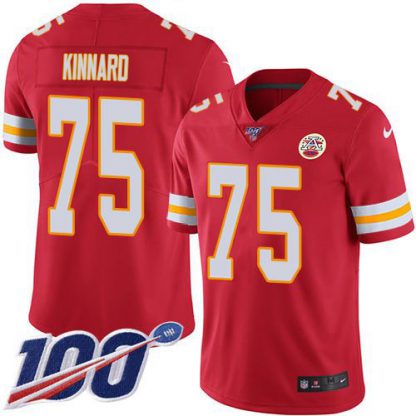 Nike Kansas City Chiefs #75 Darian Kinnard Red Team Color Youth Stitched NFL 100th Season Vapor Limited Jersey