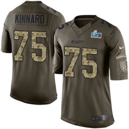 Nike Kansas City Chiefs #75 Darian Kinnard Green Super Bowl LVII Patch Youth Stitched NFL Limited 2015 Salute to Service Jersey