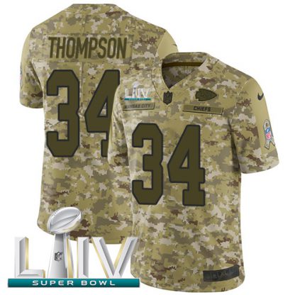 Nike Kansas City Chiefs #34 Darwin Thompson Camo Super Bowl LIV 2020 Men's Stitched NFL Limited 2018 Salute To Service Jersey