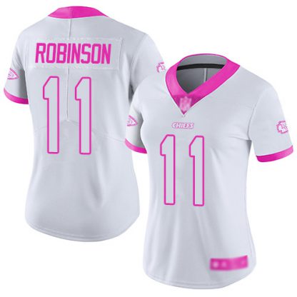Nike Kansas City Chiefs #11 Demarcus Robinson White/Pink Women's Stitched NFL Limited Rush Fashion Jersey