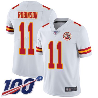 Nike Kansas City Chiefs #11 Demarcus Robinson White Youth Stitched NFL 100th Season Vapor Limited Jersey