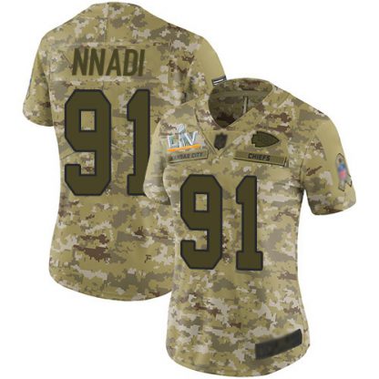 Nike Kansas City Chiefs #91 Derrick Nnadi Camo Women's Super Bowl LV Bound Stitched NFL Limited 2018 Salute To Service Jersey