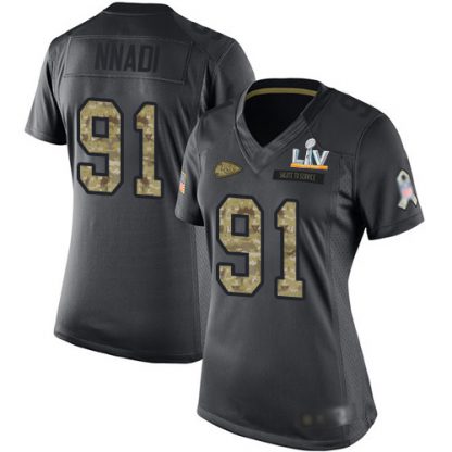 Nike Kansas City Chiefs #91 Derrick Nnadi Black Women's Super Bowl LV Bound Stitched NFL Limited 2016 Salute to Service Jersey