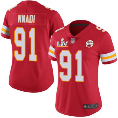 Nike Kansas City Chiefs #91 Derrick Nnadi Red Team Color Women's Super Bowl LV Bound Stitched NFL Vapor Untouchable Limited Jersey