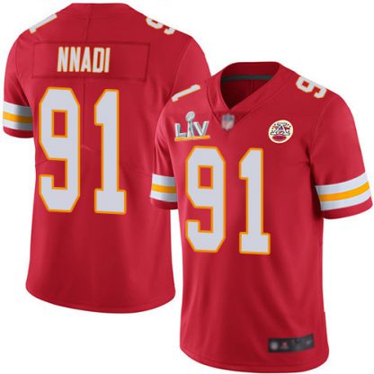 Nike Kansas City Chiefs #91 Derrick Nnadi Red Team Color Youth Super Bowl LV Bound Stitched NFL Vapor Untouchable Limited Jersey