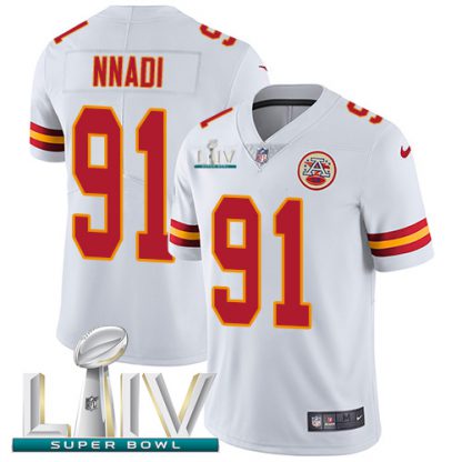 Nike Kansas City Chiefs #91 Derrick Nnadi White Super Bowl LIV 2020 Men's Stitched NFL Vapor Untouchable Limited Jersey