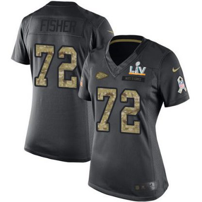 Nike Kansas City Chiefs #72 Eric Fisher Black Women's Super Bowl LV Bound Stitched NFL Limited 2016 Salute to Service Jersey
