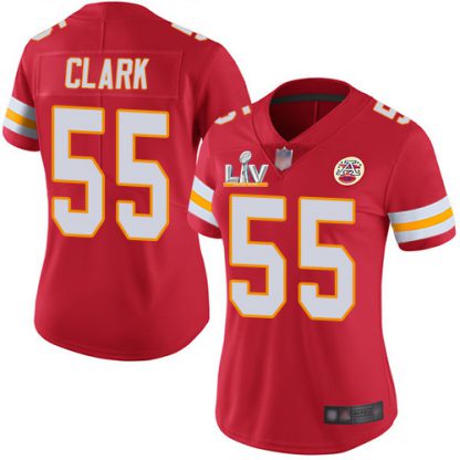 Nike Kansas City Chiefs #55 Frank Clark Red Team Color Women's Super Bowl LV Bound Stitched NFL Vapor Untouchable Limited Jersey