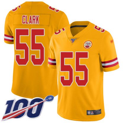 Nike Kansas City Chiefs #55 Frank Clark Gold Men's Stitched NFL Limited Inverted Legend 100th Season Jersey