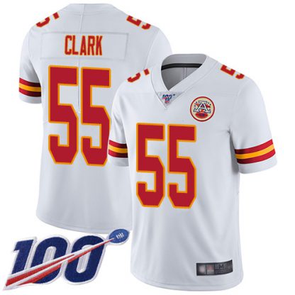 Nike Kansas City Chiefs #55 Frank Clark White Men's Stitched NFL 100th Season Vapor Limited Jersey