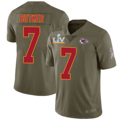 Nike Kansas City Chiefs #7 Harrison Butker Olive Youth Super Bowl LV Bound Stitched NFL Limited 2017 Salute To Service Jersey