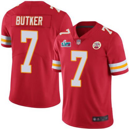 Nike Kansas City Chiefs #7 Harrison Butker Red Team Color Super Bowl LVII Patch Youth Stitched NFL Vapor Untouchable Limited Jersey