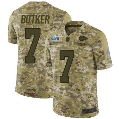 Nike Kansas City Chiefs #7 Harrison Butker Camo Super Bowl LVII Patch Men's Stitched NFL Limited 2018 Salute To Service Jersey