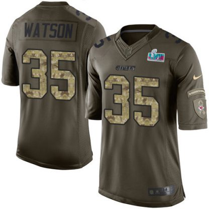 Nike Kansas City Chiefs #35 Jaylen Watson Green Super Bowl LVII Patch Youth Stitched NFL Limited 2015 Salute to Service Jersey
