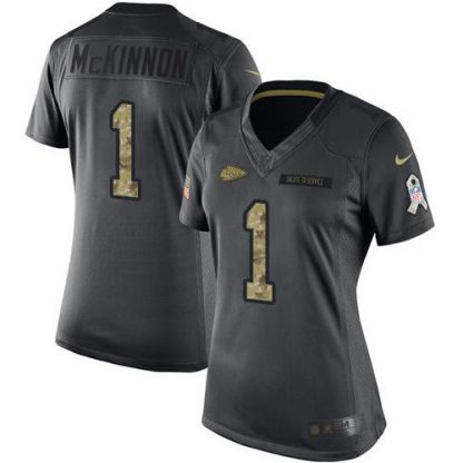 Nike Kansas City Chiefs #1 Jerick McKinnon Black Women's Stitched NFL Limited 2016 Salute to Service Jersey
