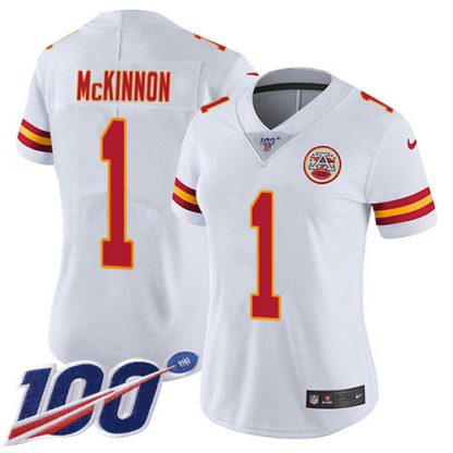 Nike Kansas City Chiefs #1 Jerick McKinnon White Women's Stitched NFL 100th Season Vapor Limited Jersey