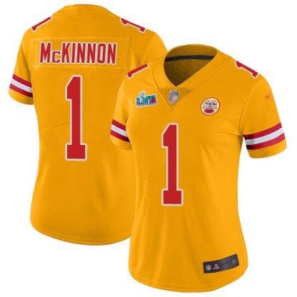 Nike Kansas City Chiefs #1 Jerick McKinnon Gold Women's Stitched NFL Limited Inverted Legend 100th Season Jersey