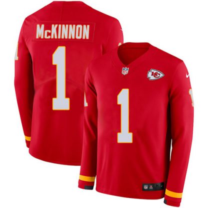 Nike Kansas City Chiefs #1 Jerick McKinnon Red Team Color Youth Stitched NFL Limited Therma Long Sleeve Jersey