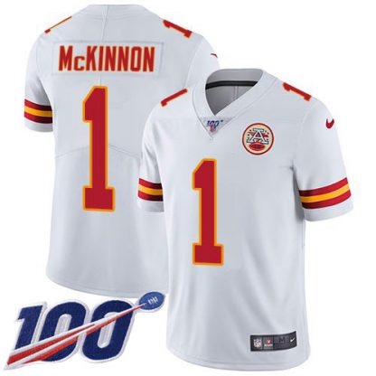 Nike Kansas City Chiefs #1 Jerick McKinnon White Men's Stitched NFL 100th Season Vapor Limited Jersey
