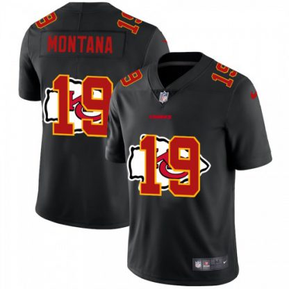 Kansas City Kansas City Chiefs #19 Joe Montana Men's Nike Team Logo Dual Overlap Limited NFL Jersey Black