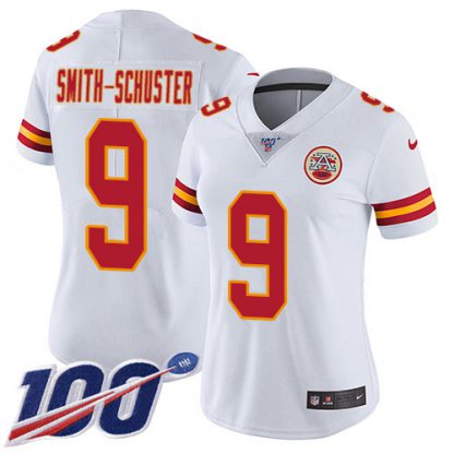 Nike Kansas City Chiefs #9 JuJu Smith-Schuster White Women's Stitched NFL 100th Season Vapor Limited Jersey