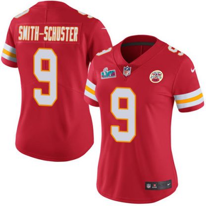 Nike Kansas City Chiefs #9 JuJu Smith-Schuster Red Team Color Super Bowl LVII Patch Women's Stitched NFL Vapor Untouchable Limited Jersey