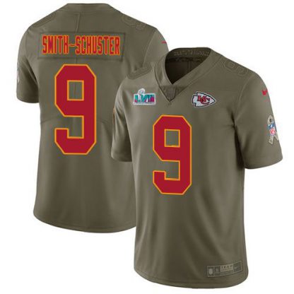 Nike Kansas City Chiefs #9 JuJu Smith-Schuster Olive Super Bowl LVII Patch Youth Stitched NFL Limited 2017 Salute To Service Jersey