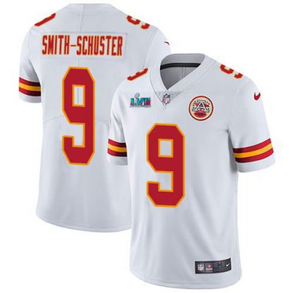 Nike Kansas City Chiefs #9 JuJu Smith-Schuster White Super Bowl LVII Patch Men's Stitched NFL Vapor Untouchable Limited Jersey
