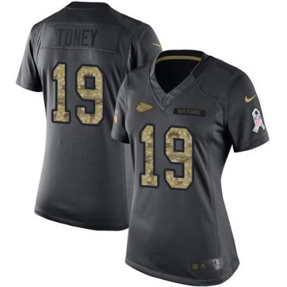 Nike Kansas City Chiefs #19 Kadarius Toney Black Women's Stitched NFL Limited 2016 Salute to Service Jersey