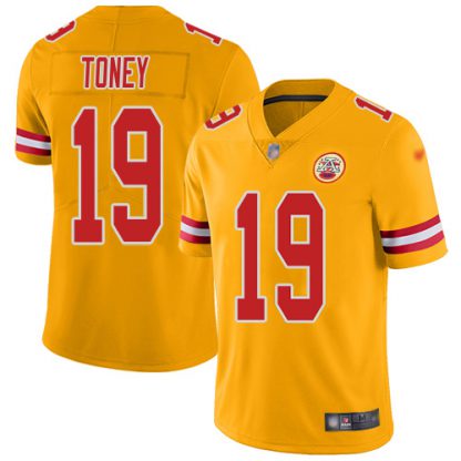 Nike Kansas City Chiefs #19 Kadarius Toney Gold Youth Stitched NFL Limited Inverted Legend Jersey
