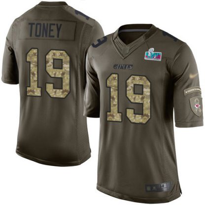 Nike Kansas City Chiefs #19 Kadarius Toney Green Super Bowl LVII Patch Youth Stitched NFL Limited 2015 Salute to Service Jersey