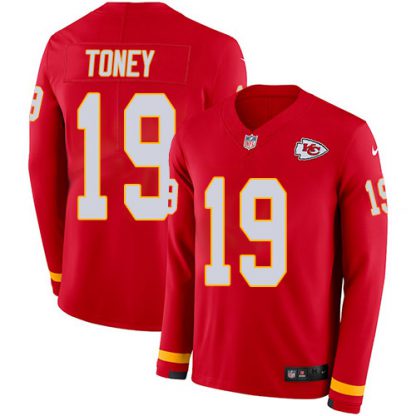Nike Kansas City Chiefs #19 Kadarius Toney Red Team Color Men's Stitched NFL Limited Therma Long Sleeve Jersey