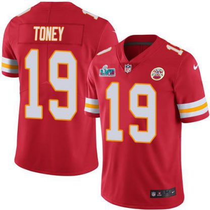 Nike Kansas City Chiefs #19 Kadarius Toney Red Team Color Super Bowl LVII Patch Men's Stitched NFL Vapor Untouchable Limited Jersey