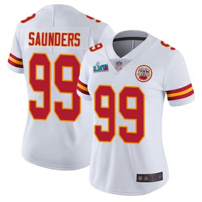 Nike Kansas City Chiefs #99 Khalen Saunders White Super Bowl LVII Patch Women's Stitched NFL Vapor Untouchable Limited Jersey