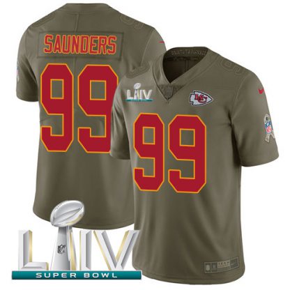 Nike Kansas City Chiefs #99 Khalen Saunders Olive Super Bowl LIV 2020 Youth Stitched NFL Limited 2017 Salute To Service Jersey