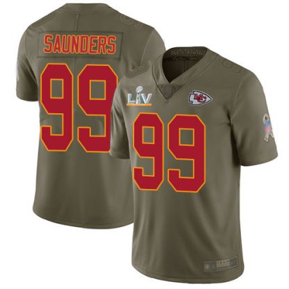 Nike Kansas City Chiefs #99 Khalen Saunders Olive Youth Super Bowl LV Bound Stitched NFL Limited 2017 Salute To Service Jersey