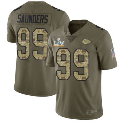 Nike Kansas City Chiefs #99 Khalen Saunders Olive/Camo Men's Super Bowl LV Bound Stitched NFL Limited 2017 Salute To Service Jersey