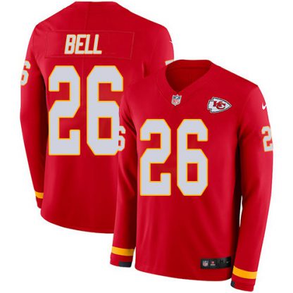Nike Kansas City Chiefs #26 Le'Veon Bell Red Team Color Men's Stitched NFL Limited Therma Long Sleeve Jersey