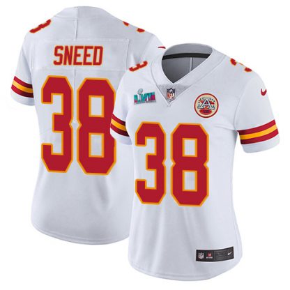 Nike Kansas City Chiefs #38 L'Jarius Sneed White Super Bowl LVII Patch Women's Stitched NFL Vapor Untouchable Limited Jersey
