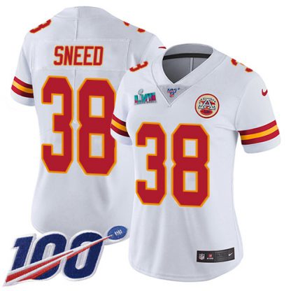 Nike Kansas City Chiefs #38 L'Jarius Sneed White Super Bowl LVII Patch Women's Stitched NFL 100th Season Vapor Limited Jersey