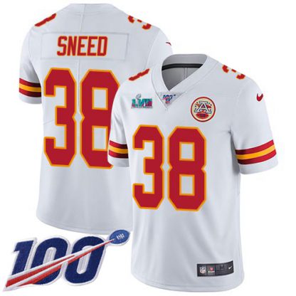 Nike Kansas City Chiefs #38 L'Jarius Sneed White Super Bowl LVII Patch Youth Stitched NFL 100th Season Vapor Limited Jersey