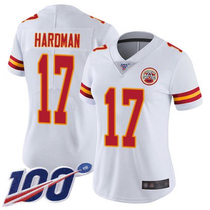 Nike Kansas City Chiefs #17 Mecole Hardman White Women's Stitched NFL 100th Season Vapor Limited Jersey
