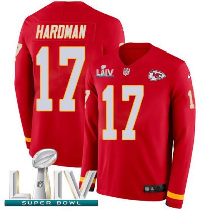 Nike Kansas City Chiefs #17 Mecole Hardman Red Super Bowl LIV 2020 Team Color Youth Stitched NFL Limited Therma Long Sleeve Jersey