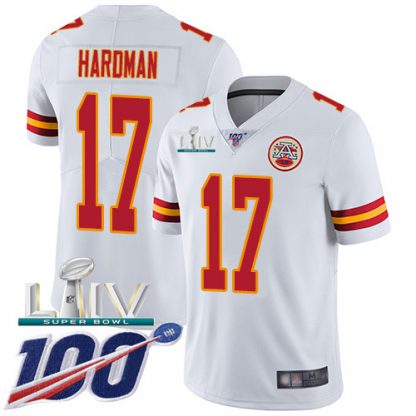 Nike Kansas City Chiefs #17 Mecole Hardman White Super Bowl LIV 2020 Youth Stitched NFL 100th Season Vapor Untouchable Limited Jersey