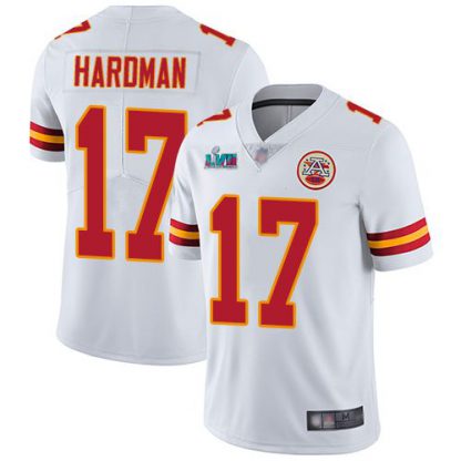 Nike Kansas City Chiefs #17 Mecole Hardman White Super Bowl LVII Patch Youth Stitched NFL Vapor Untouchable Limited Jersey