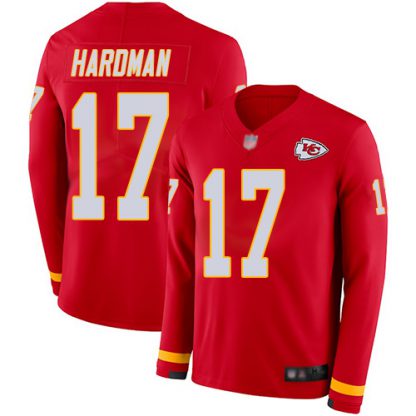 Nike Kansas City Chiefs #17 Mecole Hardman Red Team Color Men's Stitched NFL Limited Therma Long Sleeve Jersey