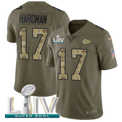 Nike Kansas City Chiefs #17 Mecole Hardman Olive/Camo Super Bowl LIV 2020 Men's Stitched NFL Limited 2017 Salute To Service Jersey
