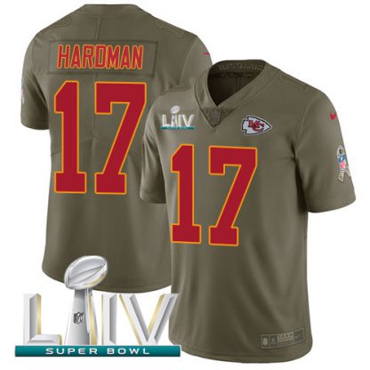 Nike Kansas City Chiefs #17 Mecole Hardman Olive Super Bowl LIV 2020 Men's Stitched NFL Limited 2017 Salute To Service Jersey